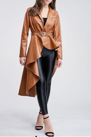 Sally Faux Leather High Low Jacket